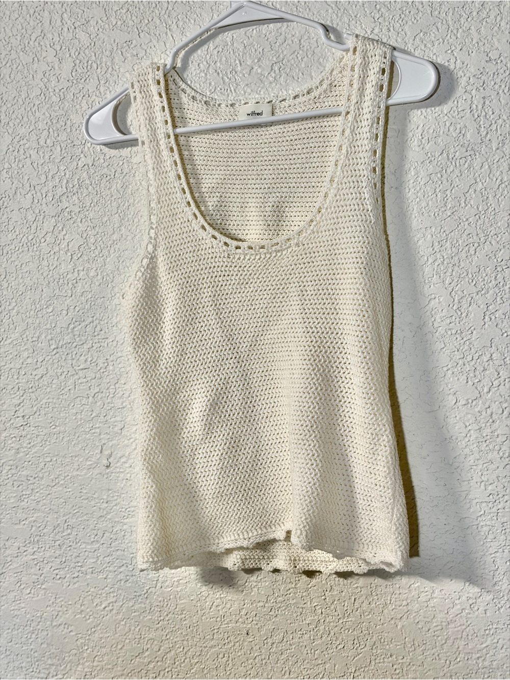 Wilfred by Aritzia Valle off white Crochet scoop Neck Knit Tank size S